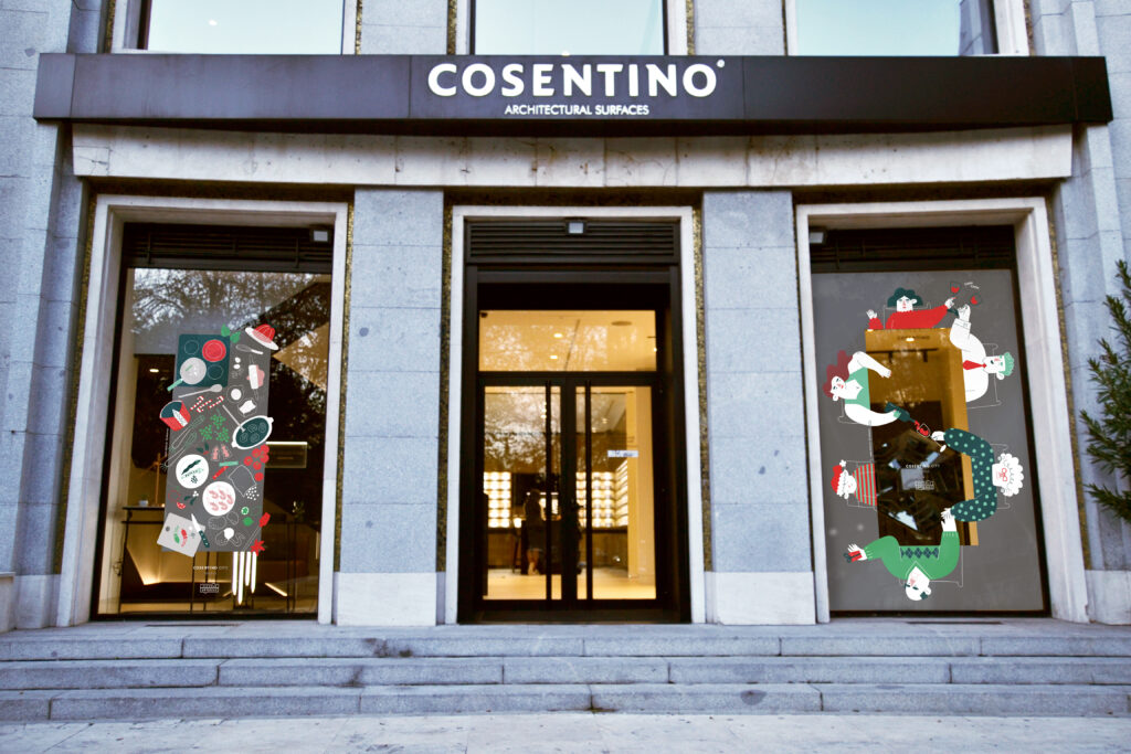 Detail of the window display illustration for Cosentino City.